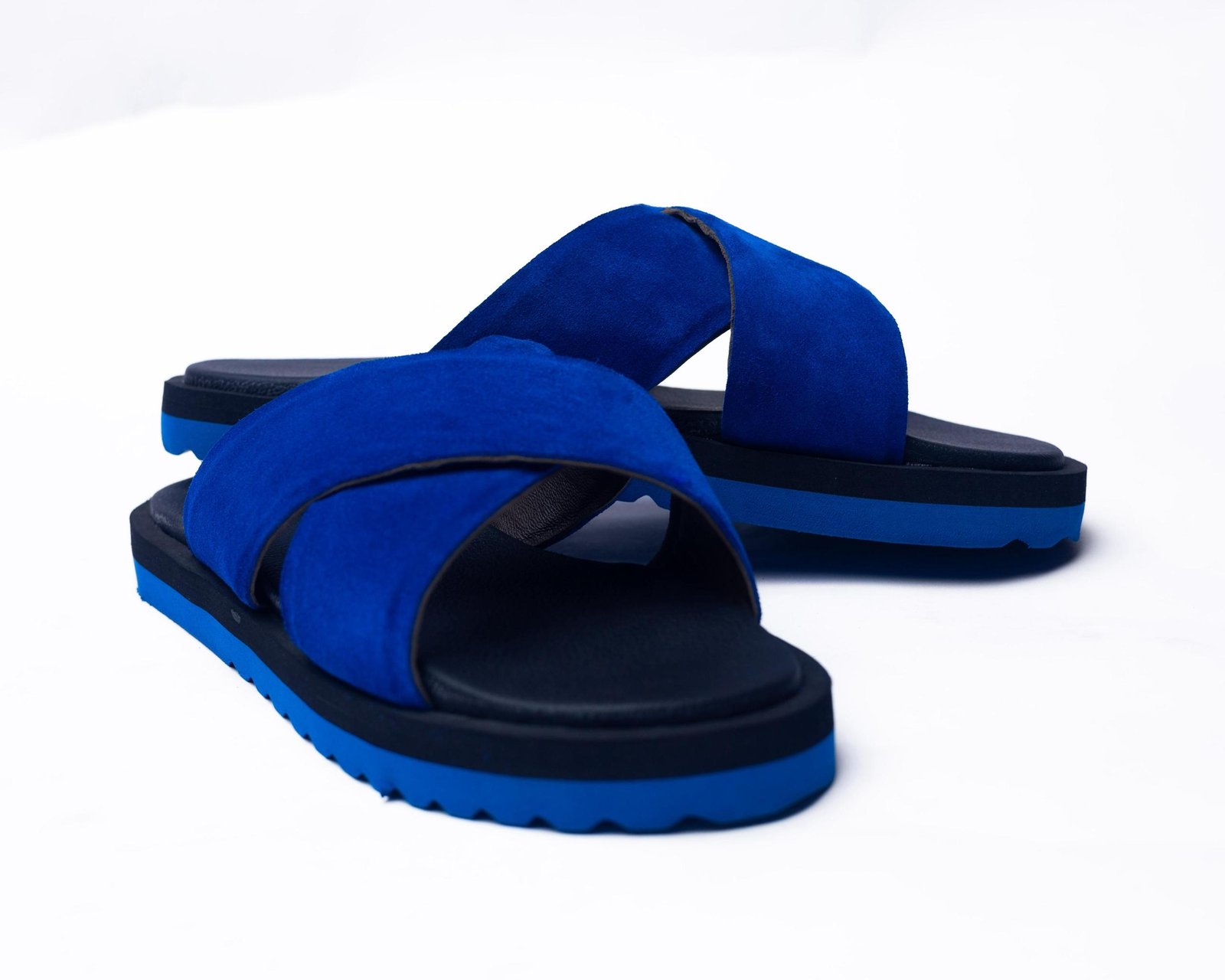 Blue X Suede Slides (1)