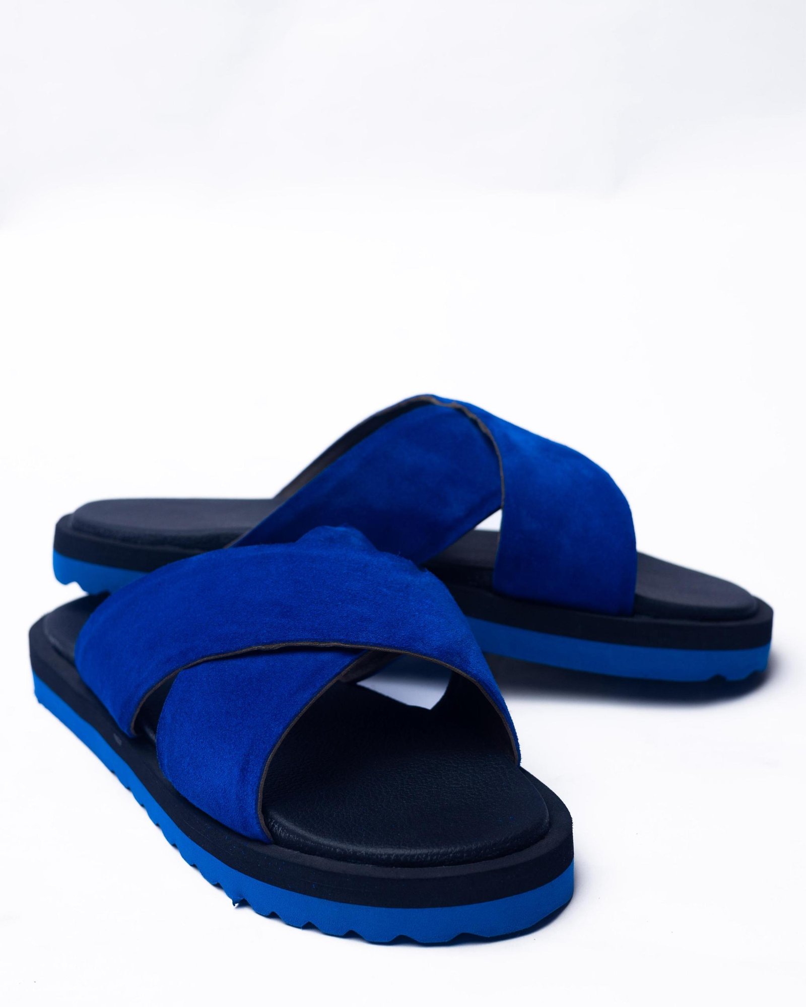 Blue X Suede Slides (2)